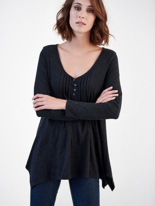 Bill Cost Women's Blouse Long Sleeve Charcoal.