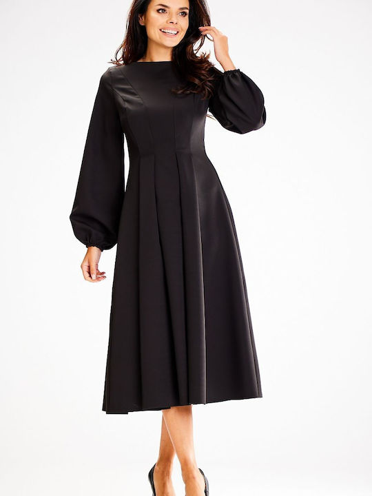 Awama Midi Kleid Schwarz