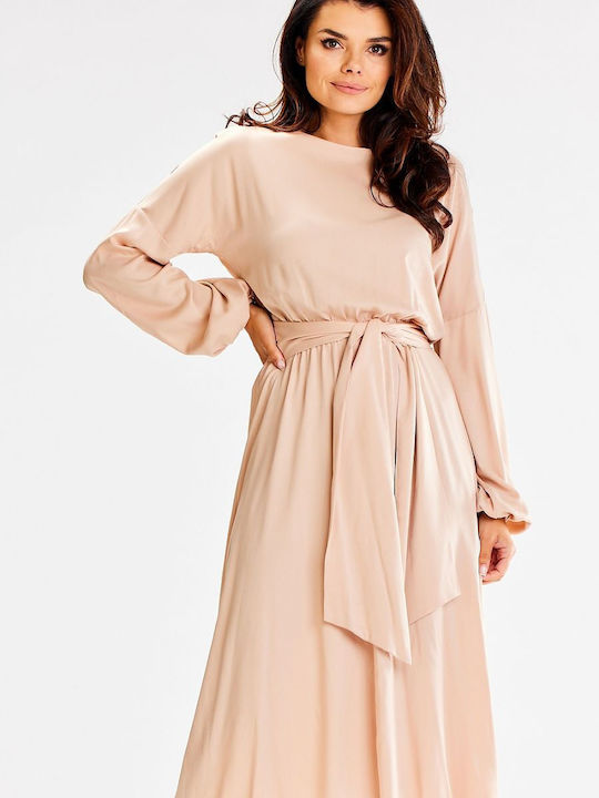 Awama Midi Kleid Beige