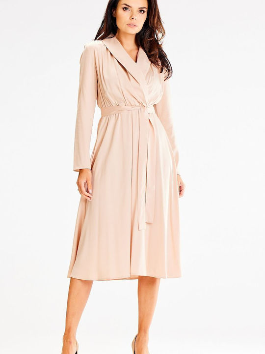 Awama Midi Kleid Beige