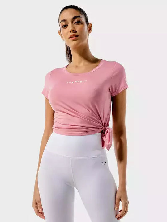 Squatwolf Women's Crop Top Short Sleeve Polka Dot Baby Pink