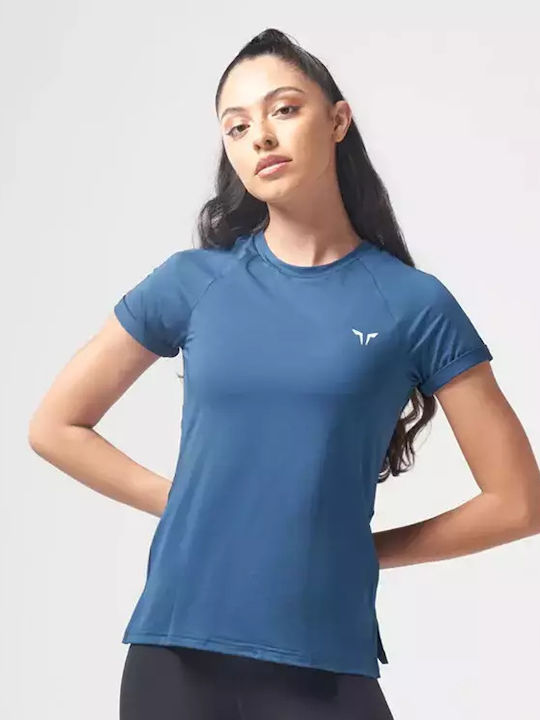 Squatwolf Women's Athletic Crop T-shirt Polka Dot Blue.