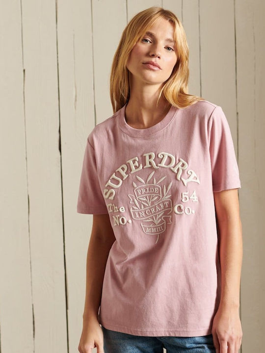 Superdry Damen T-Shirt Soft Pink