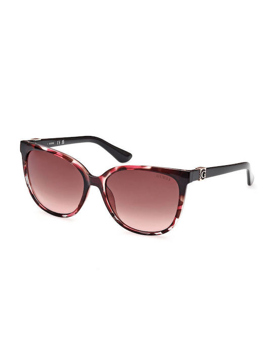 Guess Women's Sunglasses with Brown Tartaruga Plastic Frame and Burgundy Gradient Lens GU7864S 55T