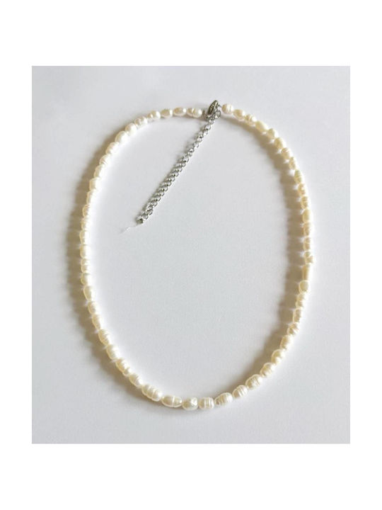 Kostibas Fashion Necklace from Steel with Pearls