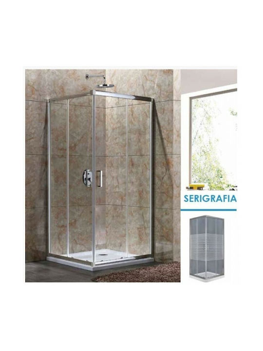 Aquarelle 100100OIA10SER Cabin for Shower with Sliding Door 100x100x180cm Serigrafato Chrome