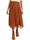 Plissiert Hoch tailliert Midi Rock Orange