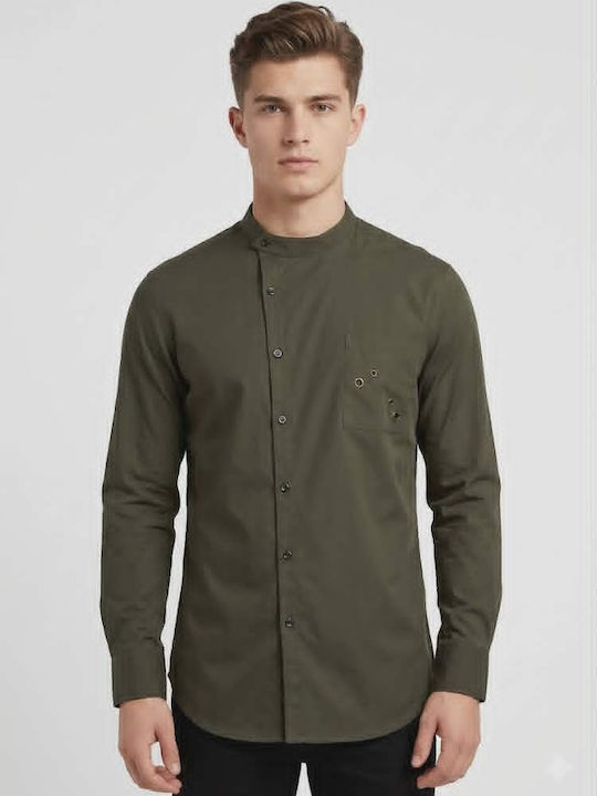 Stefan Fashion Men's Shirt Long Sleeve Khaki