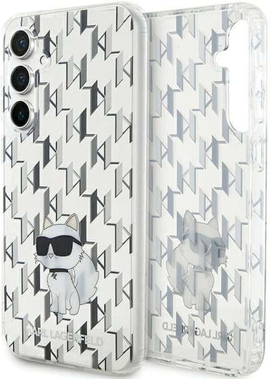 Karl Lagerfeld Monogram Choupette Umschlag Rückseite Kunststoff Transparent (Galaxy S23 FE)