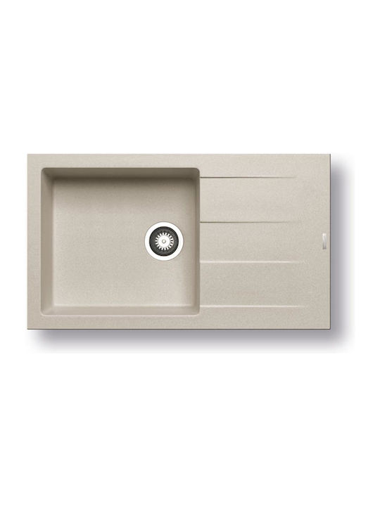 Pyramis Athlos Plus 1B 1D 070070811 Drop-In Мивка от Синтетичен Гранит Ш86xД50см Бежов
