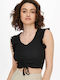 Only Onllaila Life Damen Sommer Crop Top Baumwolle Ärmellos mit V-Ausschnitt Black