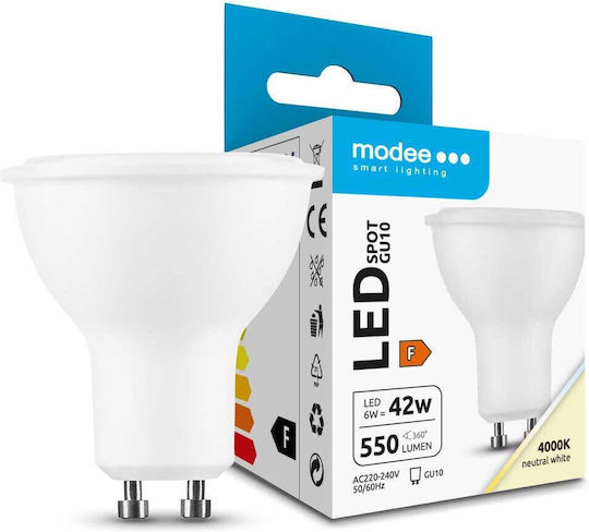 Modee Lighting LED Bulb 6W for Socket GU10 Natural White 550lm