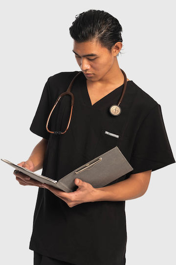 Dr. Scrub Ανδρική Ιατρική Μπλούζα Μαύρη