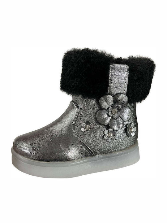 Kids Boots with Zipper & Lights Black