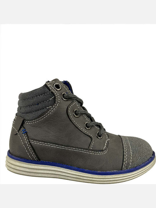 Ustyle Suede Παιδικά Μποτάκια με Κορδόνια Γκρι