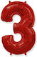 Luftballon Folie Jumbo Zahl 3 Rot Form 90cm
