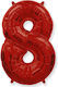Luftballon Folie Jumbo Zahl 8 Rot Form 90cm