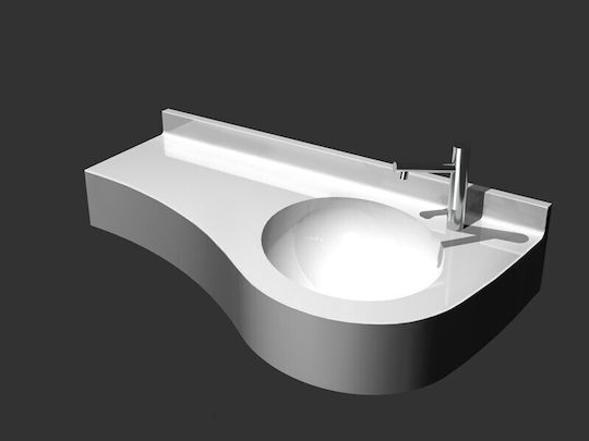 Sanitec 705 Free Wave Single Montat pe perete Suspendat Chiuvetă din Material Sintetic 150x60x18cm Alb