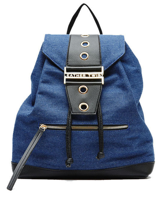 Leather Twist Women's Bag Backpack Blue
