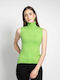 Fashioncore Women's Sleeveless Sweater Cotton Turtleneck Green