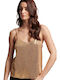 'sequin Women's Blouse with Straps & V Neckline Gold