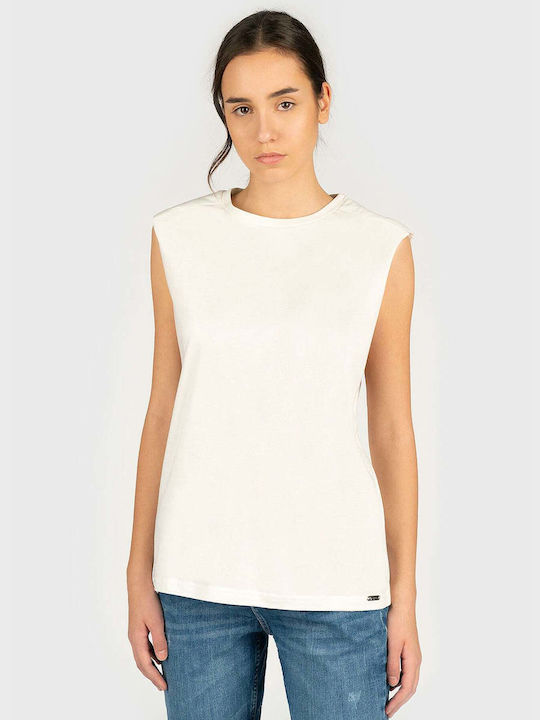 Pepe Jeans 'tyler' Women's Blouse Cotton Sleeveless White