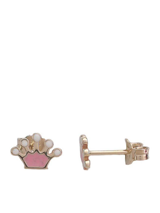 Goldjewels Παιδικά Σκουλαρίκια Καρφωτά Κορώνες από Χρυσό 9K