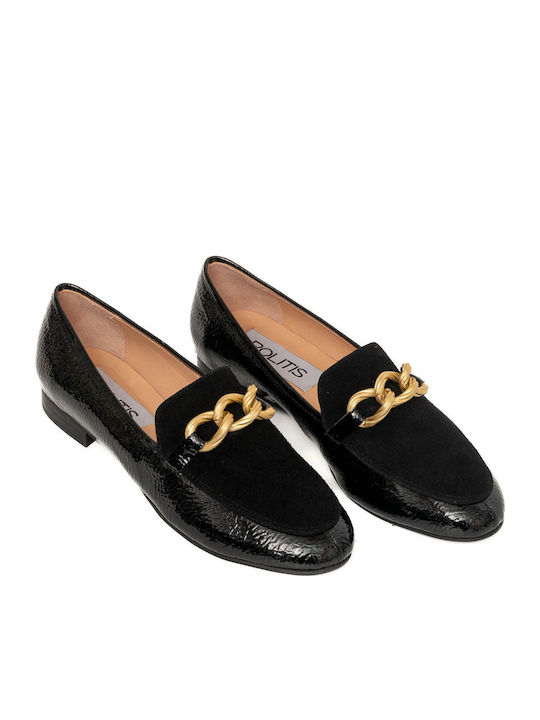 Leather Women's Moccasins in Black Color