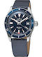 Edox Γυναικείο Ρολόι 38mm Αυτόματο με Μπλε Δερμάτινο Λουράκι