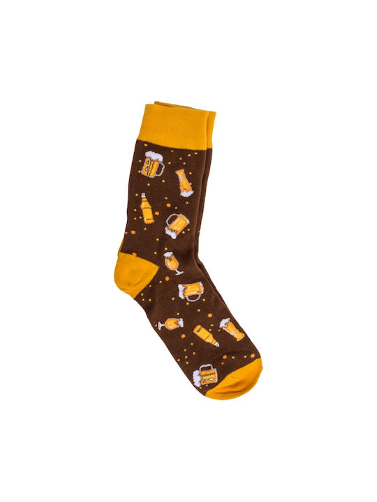 Out of the Blue Beers Patterned Socks Brown