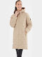Lang Damen Puffer Jacke für Winter Simply Taupe