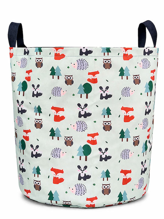 The Toy Bin Kids Fabric Laundry Basket Happy Forest Green 45x45x50cm