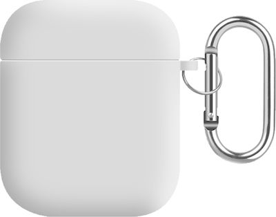 Sonique Case Silicone with Hook in White color for Apple AirPods 1 / AirPods 2