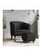 Barrel Armchair with Footstool from Leatherette Black 70x56x68cm