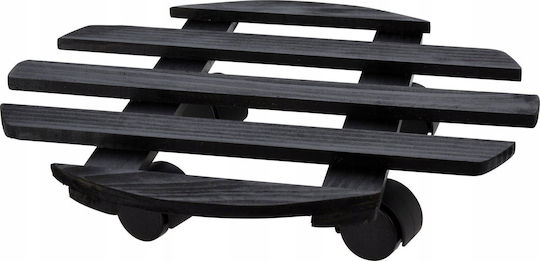 Progarden Blumentopfständer Holz Schwarz mit Rädern 28cmx28cmcm.