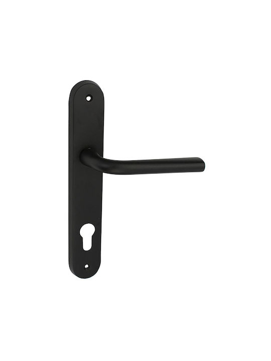 Viobrass Lever Front Door with Plate Left 65-ΑΡΙΣΤΕΡΟ-ΜΜΟ-ΠΛΑΚΑ Black Checkmate