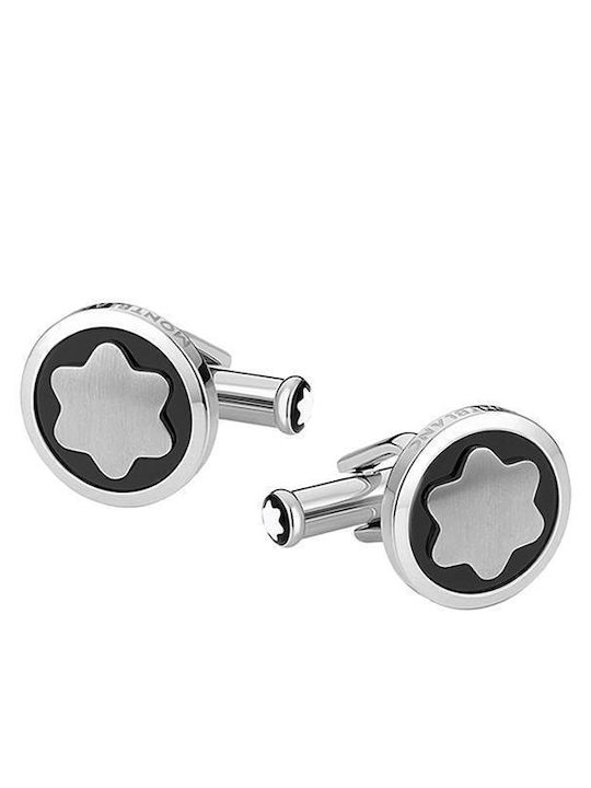 MontBlanc Star Μανικετόκουμπα από Ατσάλι σε Μαύρο Χρώμα