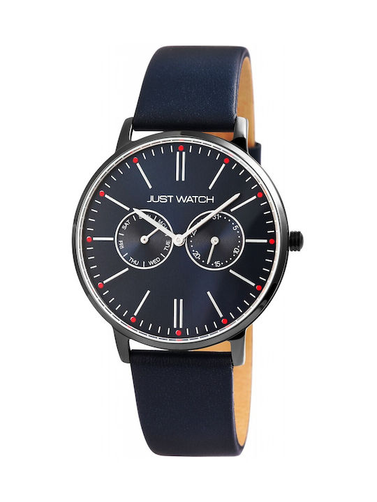 Just Watch Watch Battery with Blue Leather Strap