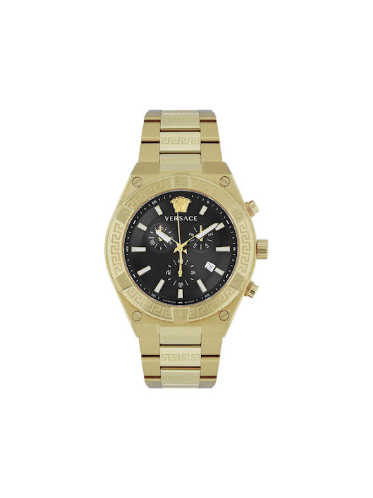 Versace Greca Watch Chronograph Battery with Gold Metal Bracelet