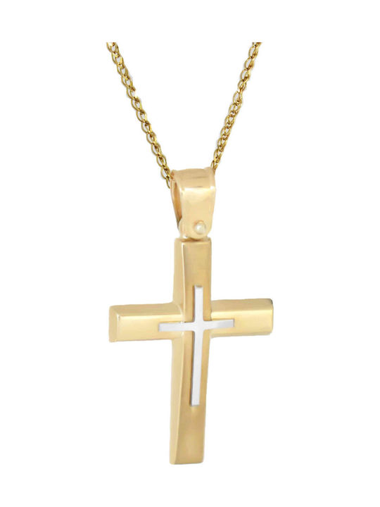 Herren Gold Kreuz 14K mit Kette