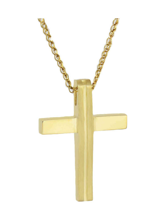 Damen Gold Kreuz 14K mit Kette