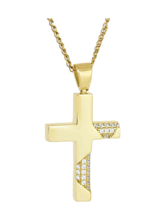 Damen Gold Kreuz 14K mit Kette