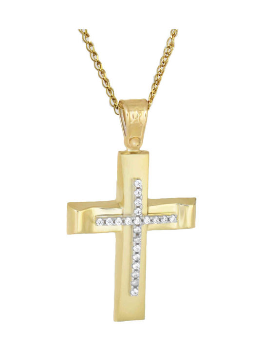 Femeie Aur Cruce 14K cu Lanț EM-2405