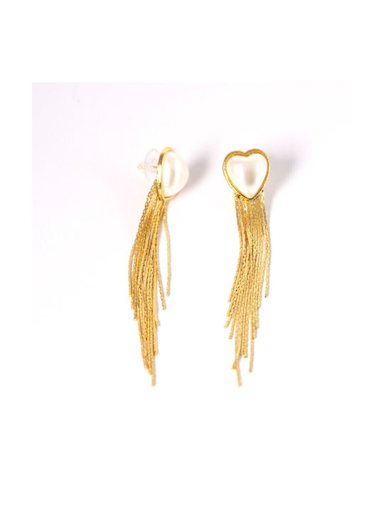 Hearts Earrings Gold Plated with Pearls