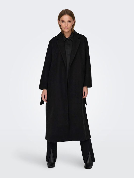 Only Women's Midi Coat with Belt black