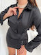 FN Fashion Women's Satin Long Sleeve Shirt Black.