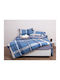 Viopros Duvet Set Queen 220x240cm Newton Petrol Satin Cotton 3pcs