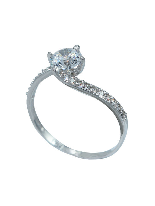 Goldjewels Single Stone from White Gold 14K