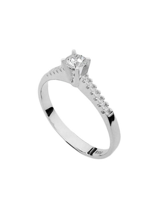 Goldjewels Single Stone from White Gold 14K