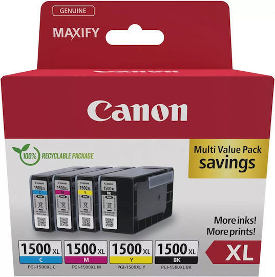 Canon Pgi-1500 Xl Bk C M Original Paket mit InkJet Druckerpatronen Cyan (9182B010)